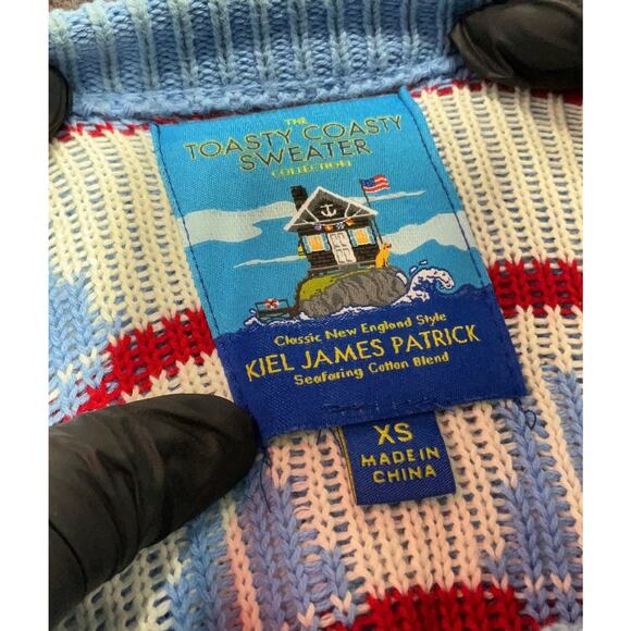 kiel james patrick Smoothest Seas Blue Sailboat Cotton Sweater XS - Picture 4 of 4